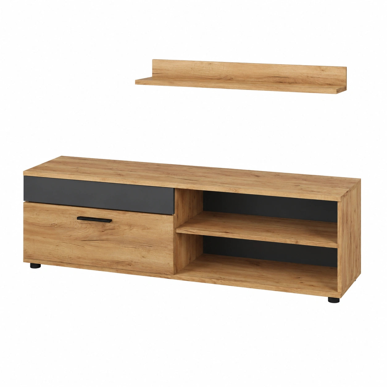 Mueble de TV Vicco Berno, Roble Antracita, para Televisores hasta 65