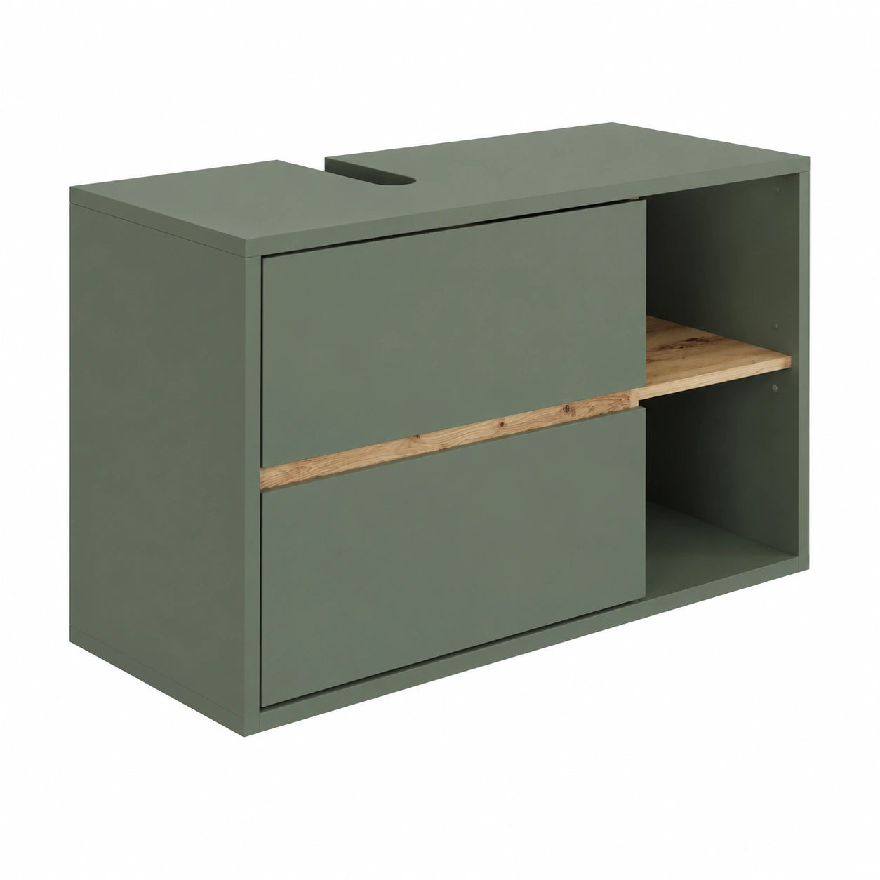 Mueble Bajo Lavabo Viola Verde 100x60 cm con 2 Cajones y Estantes Abiertos