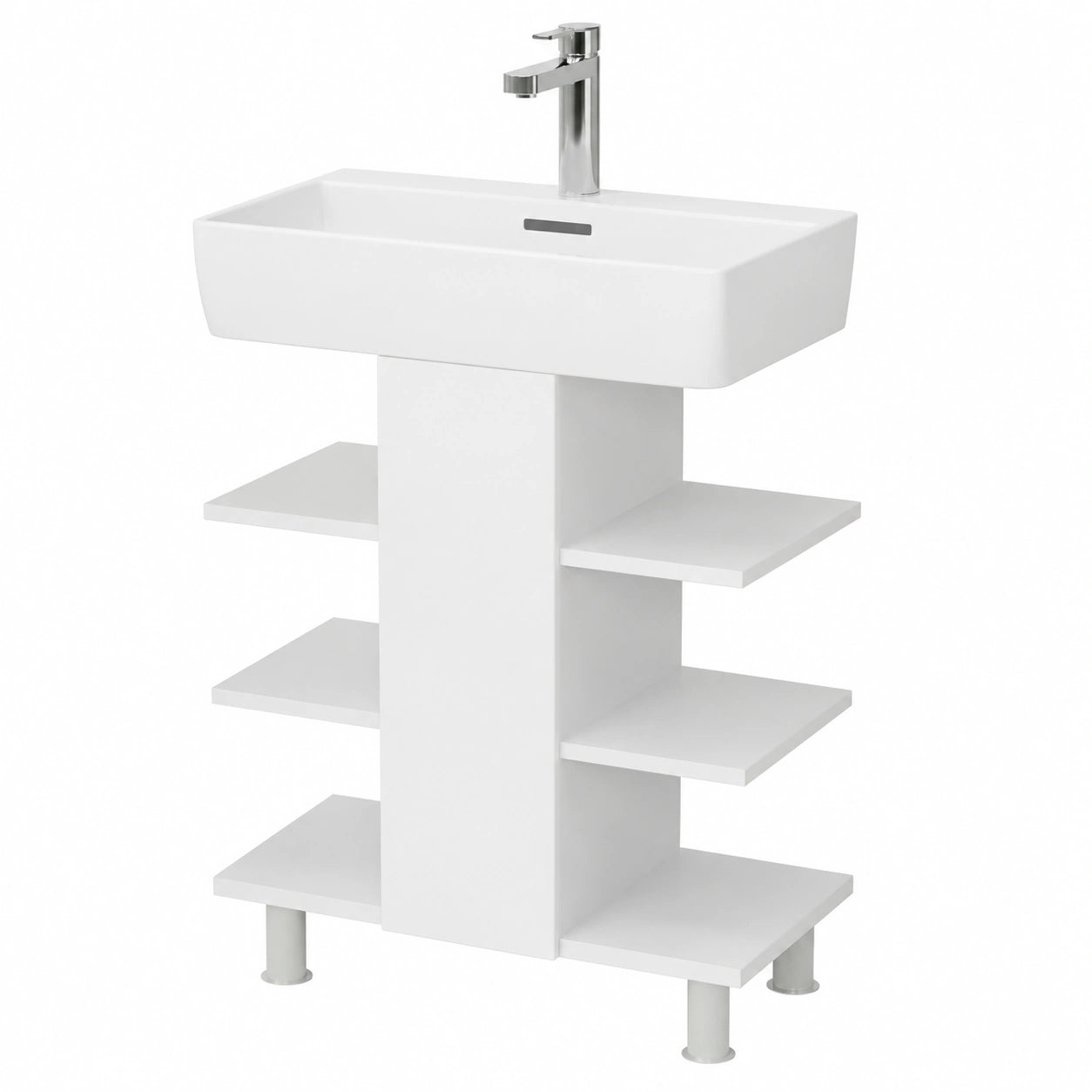 Armario de Baño Blanco con 6 Estantes, 60 x 70 cm