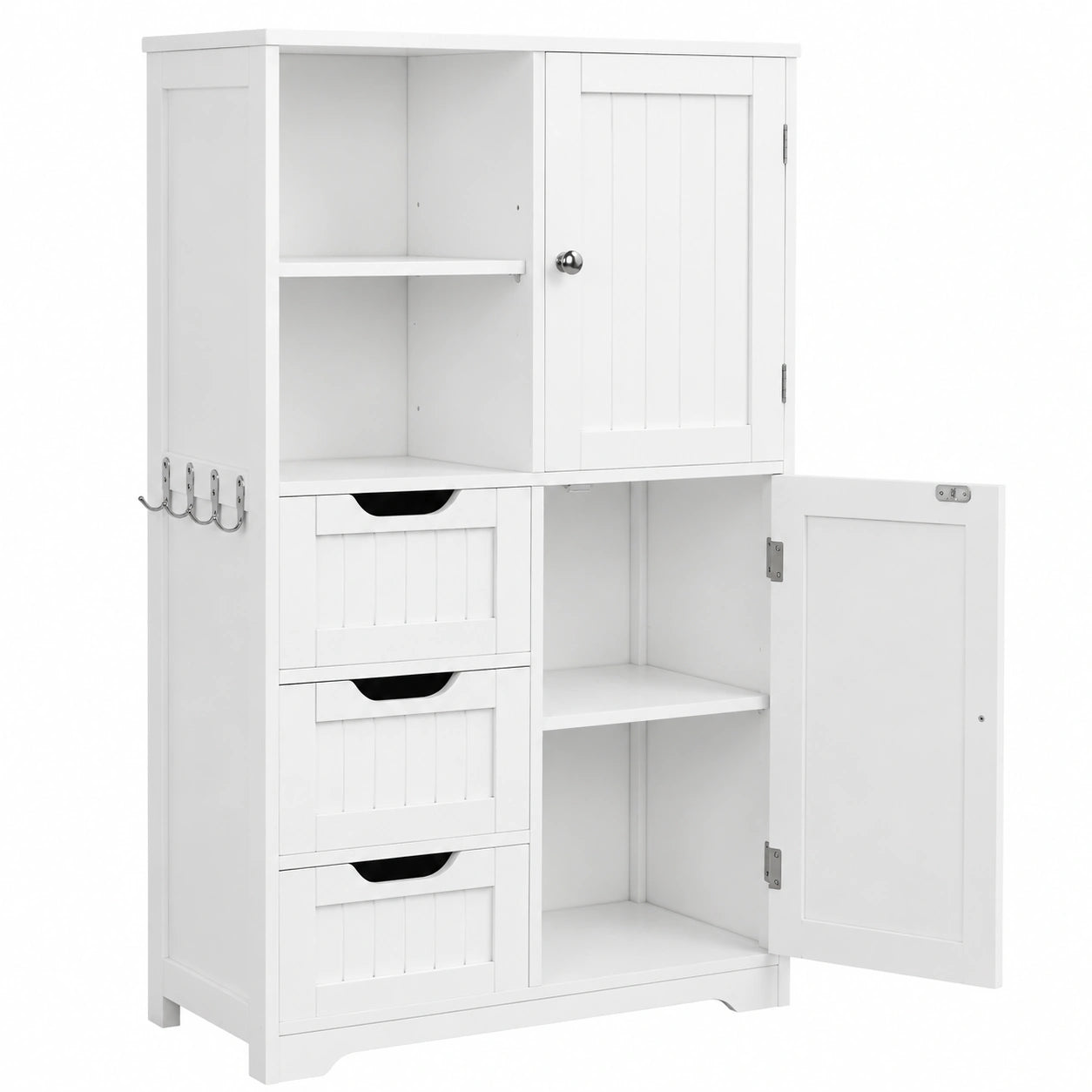 Armario de Baño Multifuncional Blanco con Cajones y Estante Ajustable 60x30x107 cm
