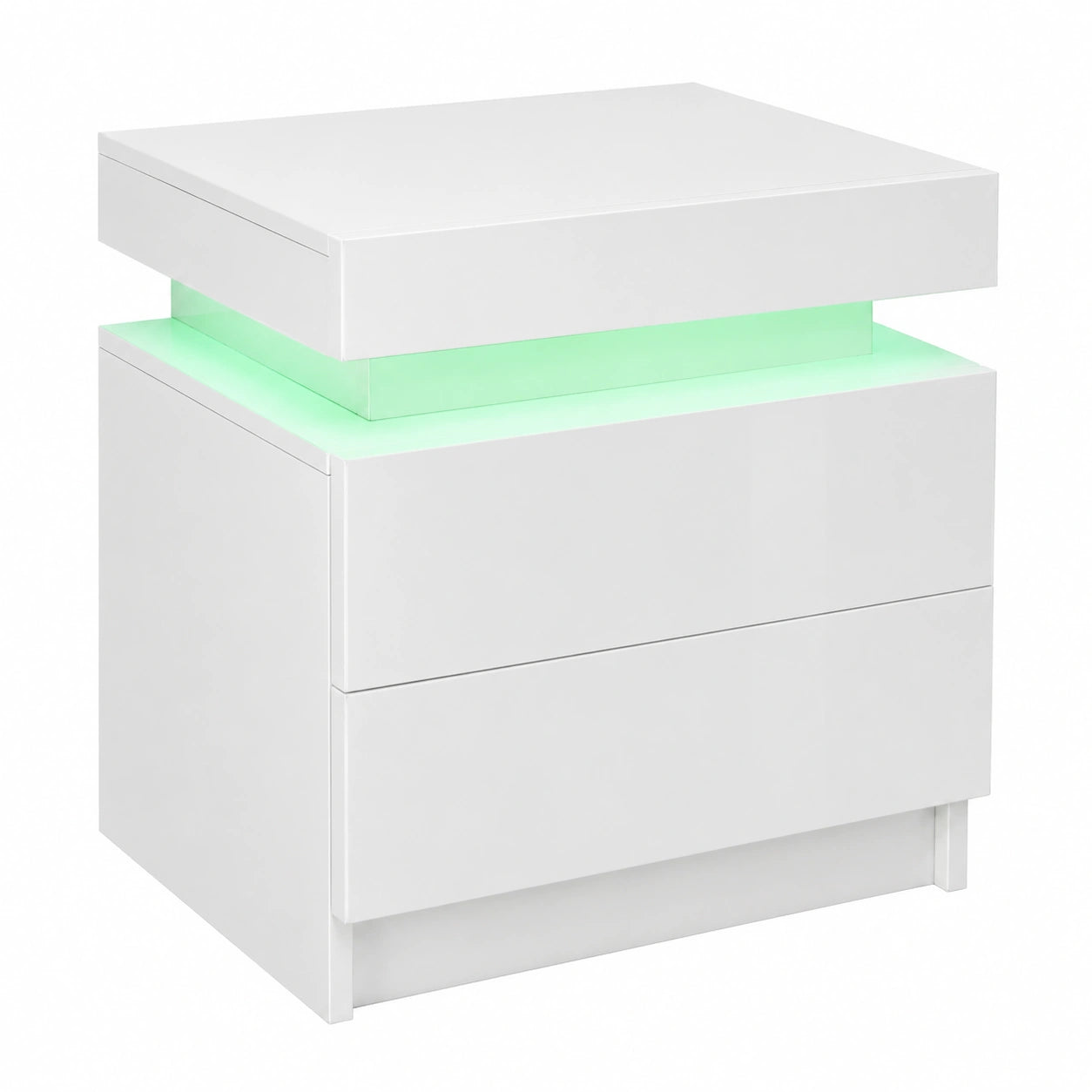 Mesilla de Noche LED con 2 Cajones de Alto Brillo y Control por APP