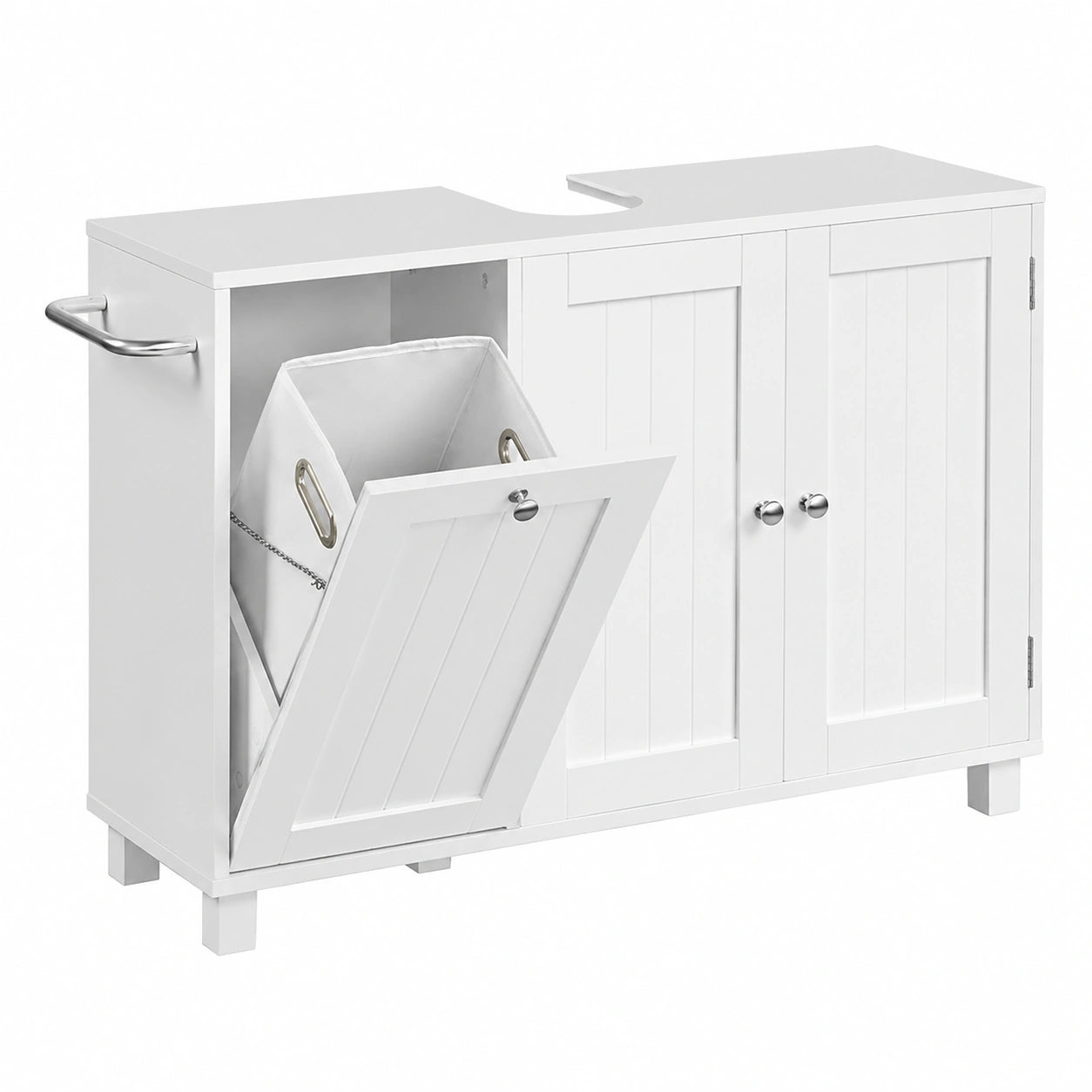 Armario de Baño Blanco con Cestos y Puertas, 90x30x62,5 cm