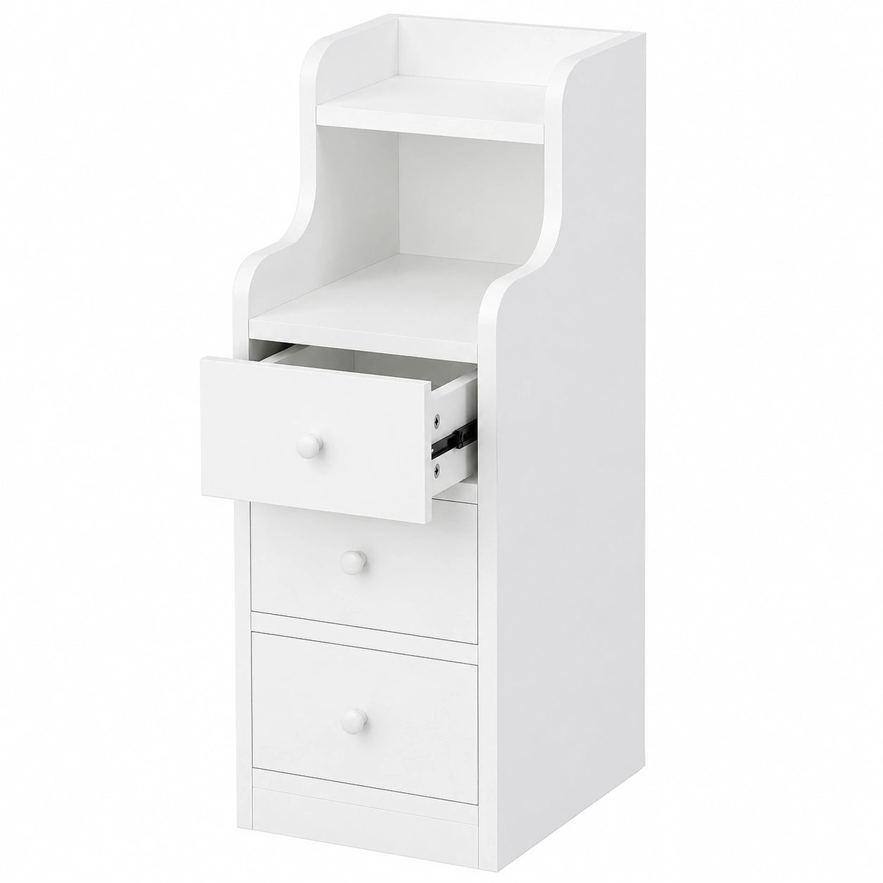 Mesita de Noche Moderna con Cajones y Compartimentos, 35x23x70cm, Ideal para Dormitorio y Salón