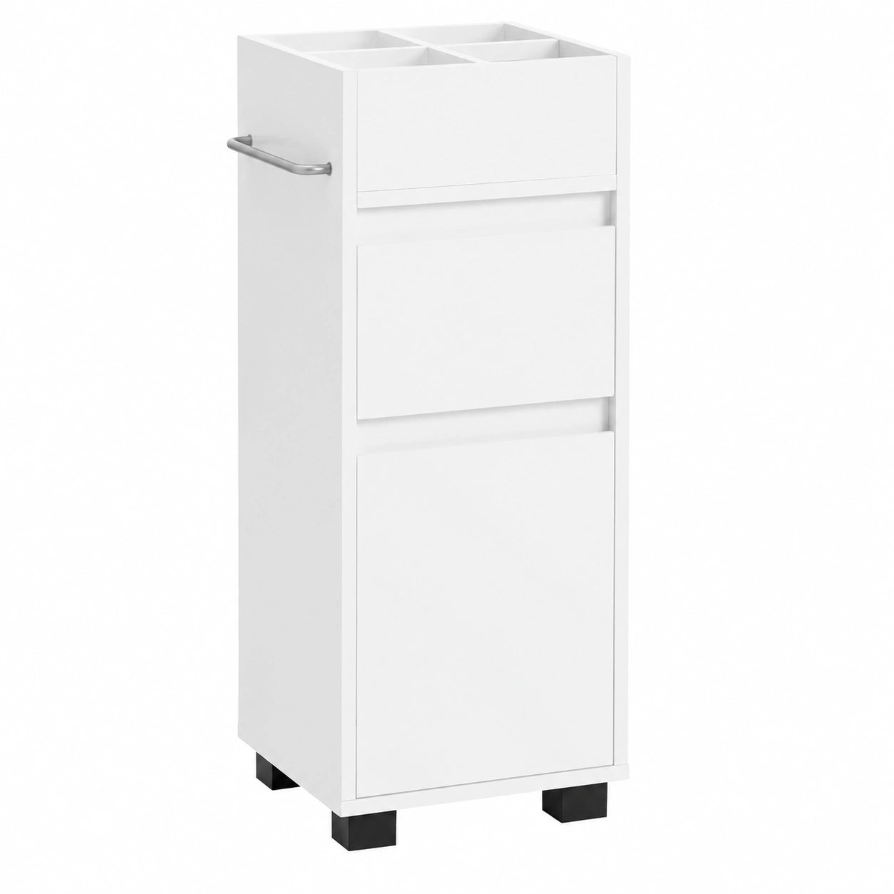 Armario de Baño Compacto Blanco con Cajones y Toallero, Ideal para Espacios Reducidos
