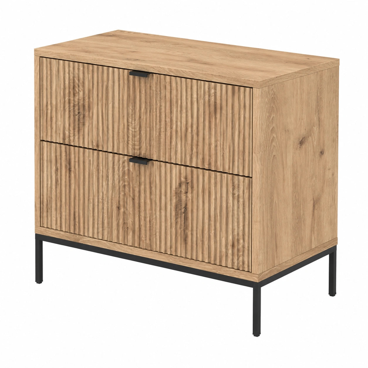 Vicco Mesita Nocturna Eliza de Roble Vikingo con 2 Cajones, 66 x 60 cm, Versátil como Mesa Auxiliar