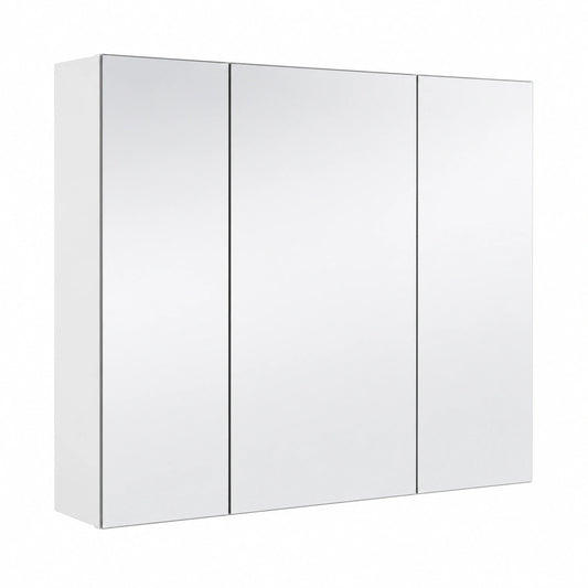 Armario de Baño Blanco con Espejo y Puertas Triplas, Diseño Suspendido con Estantes Ajustables 70,5x15x60,5cm