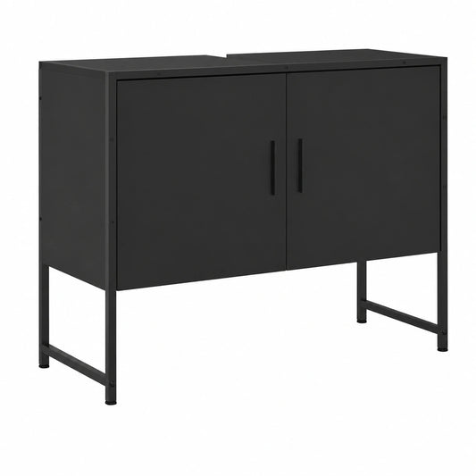 Mueble de Baño Negro con Almacenamiento y Lavabo de vidaXL