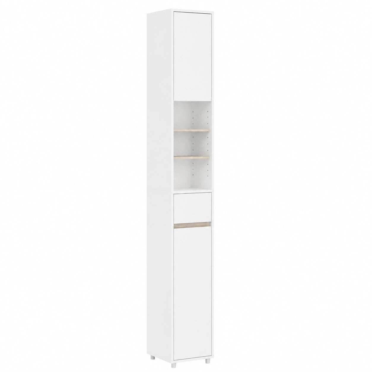Estantería Alta y Estrecha con Cajón y Estantes Ajustables para Baño, 20x20x180cm