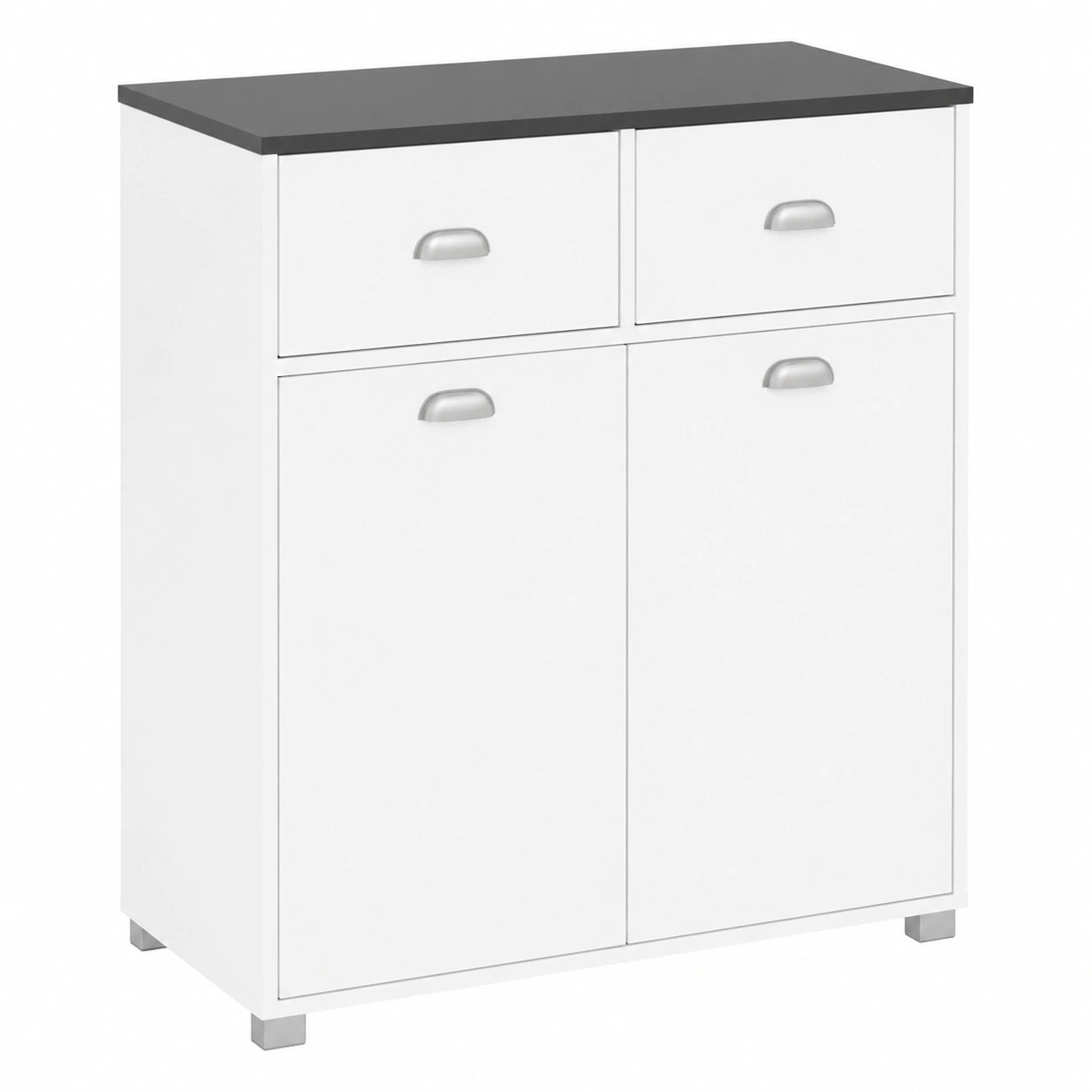 Armario de Cocina Blanco y Grafito con 2 Puertas y 2 Cajones, 80x40x90 cm
