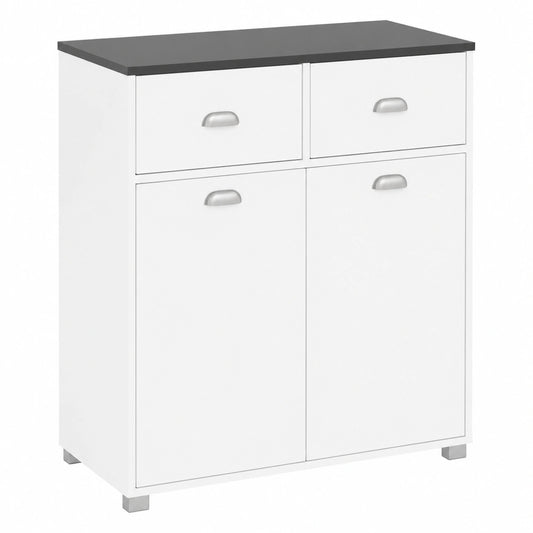 Armario de Cocina Blanco y Grafito con 2 Puertas y 2 Cajones, 80x40x90 cm