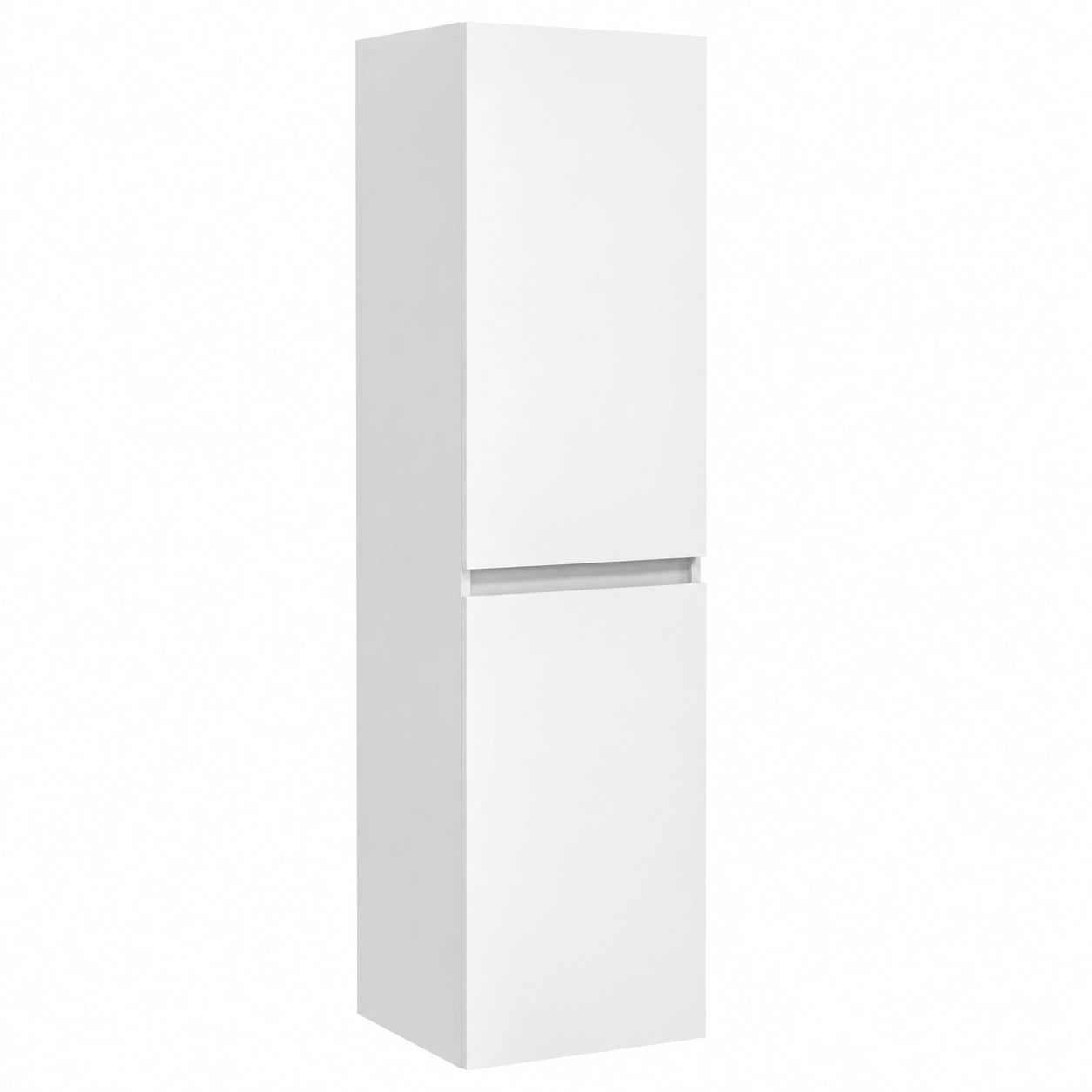 kleankin Armario Alto de Baño con Puertas y Estantes Ajustables, Ahorra Espacio en Hogar, Blanco Brillante, 35x25x120 cm