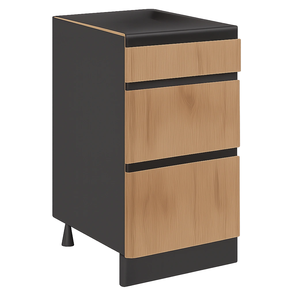 Gabinete de Cocina Modular R-Line 40 cm, Roble Dorado, con Cajones