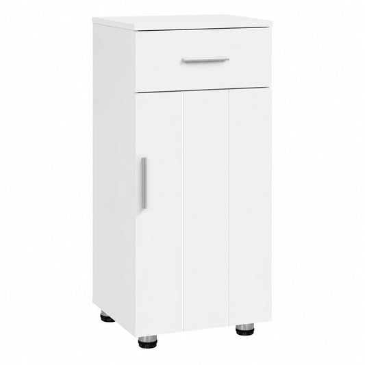 Armario de Baño Esquinero con Estante Ajustable y Cajón, Blanco, 30x30x80 cm
