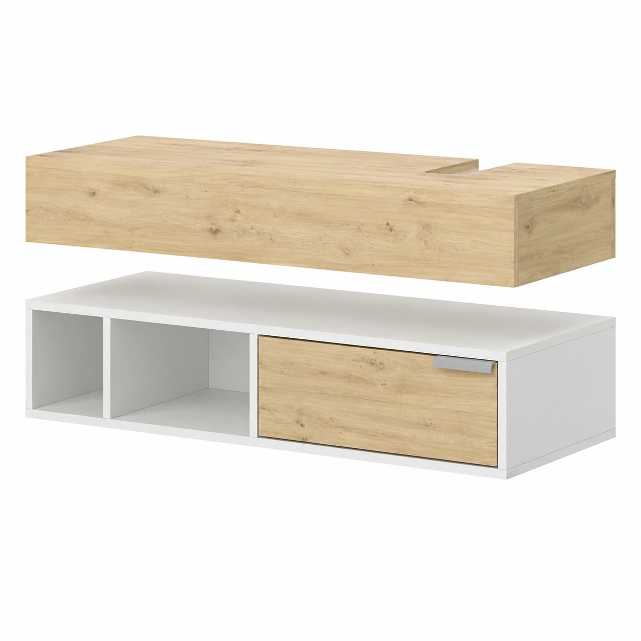Mueble de baño bajo lavabo Henri con cajón y recorte para sifón, blanco, 100x15 cm