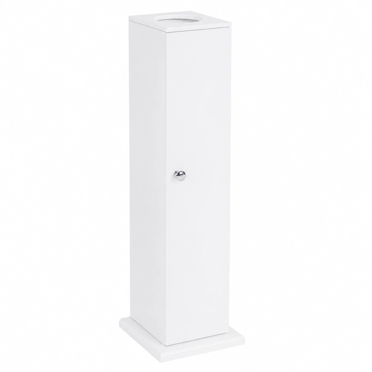 Armario de Baño HOMCOM Moderno con Soporte para Papel Higiénico y Estantes, Blanco, 19,5x19,5x65 cm