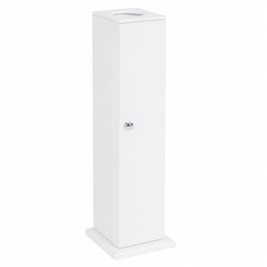 Armario de Baño HOMCOM Moderno con Soporte para Papel Higiénico y Estantes, Blanco, 19,5x19,5x65 cm
