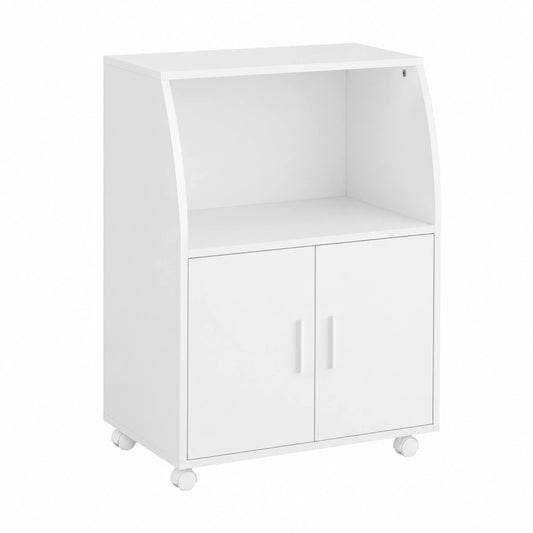 Carro de Cocina Blanco con Ruedas y Almacenaje Ajustable para Comedor u Oficina, 92x59x40cm