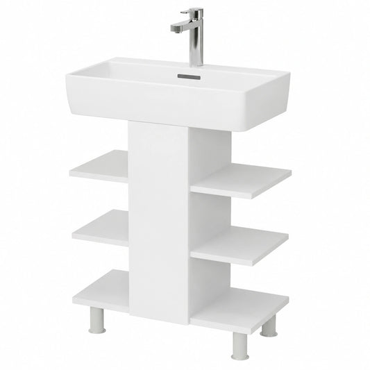 Armario de Baño Blanco con 6 Estantes, 60 x 70 cm