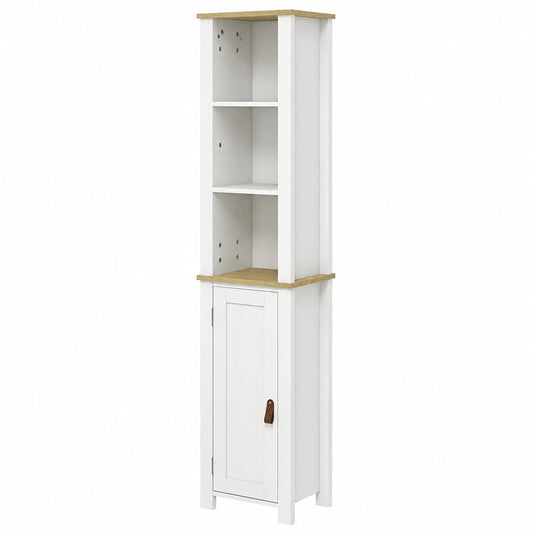 Armario de Baño Alto con Estantes Ajustables y Sistema Antivuelco, Blanco 34x23x165 cm
