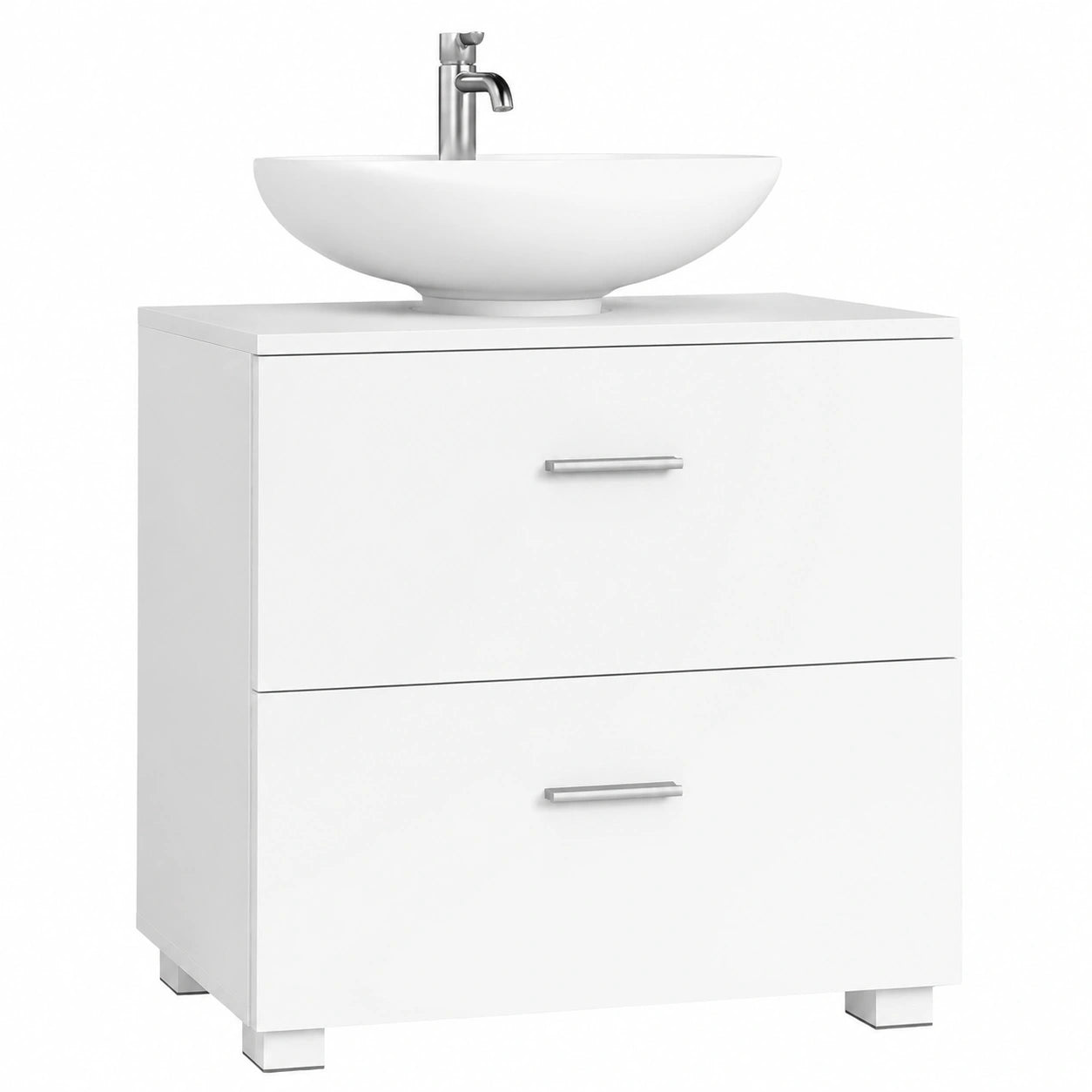VASAGLE - Mueble Bajo de Baño con Cajones Espaciosos y Patas Elevadas, Blanco