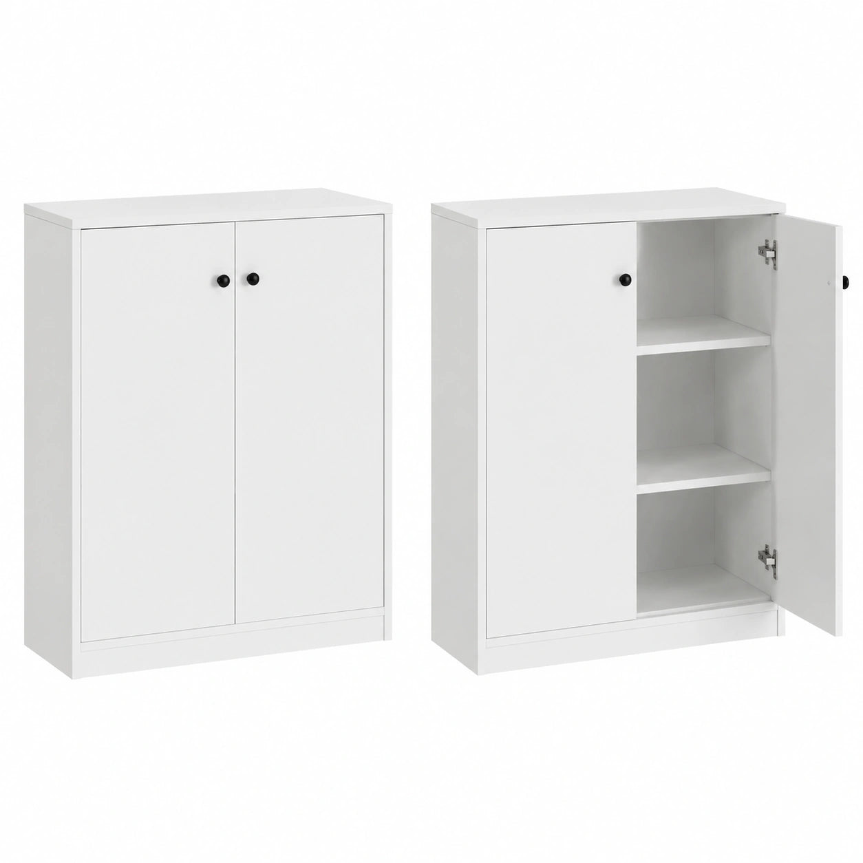 Aparador Blanco con Puertas y Estantes, Mueble Buffet Seguro para Comedor y Sala