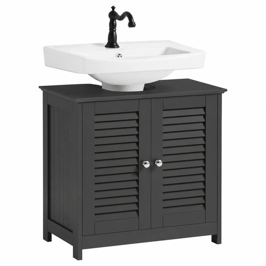 Armario de Baño SoBuy con Estantes Ajustables y Puerta Anti-Moho, MDF Gris Oscuro, 60x58x35cm