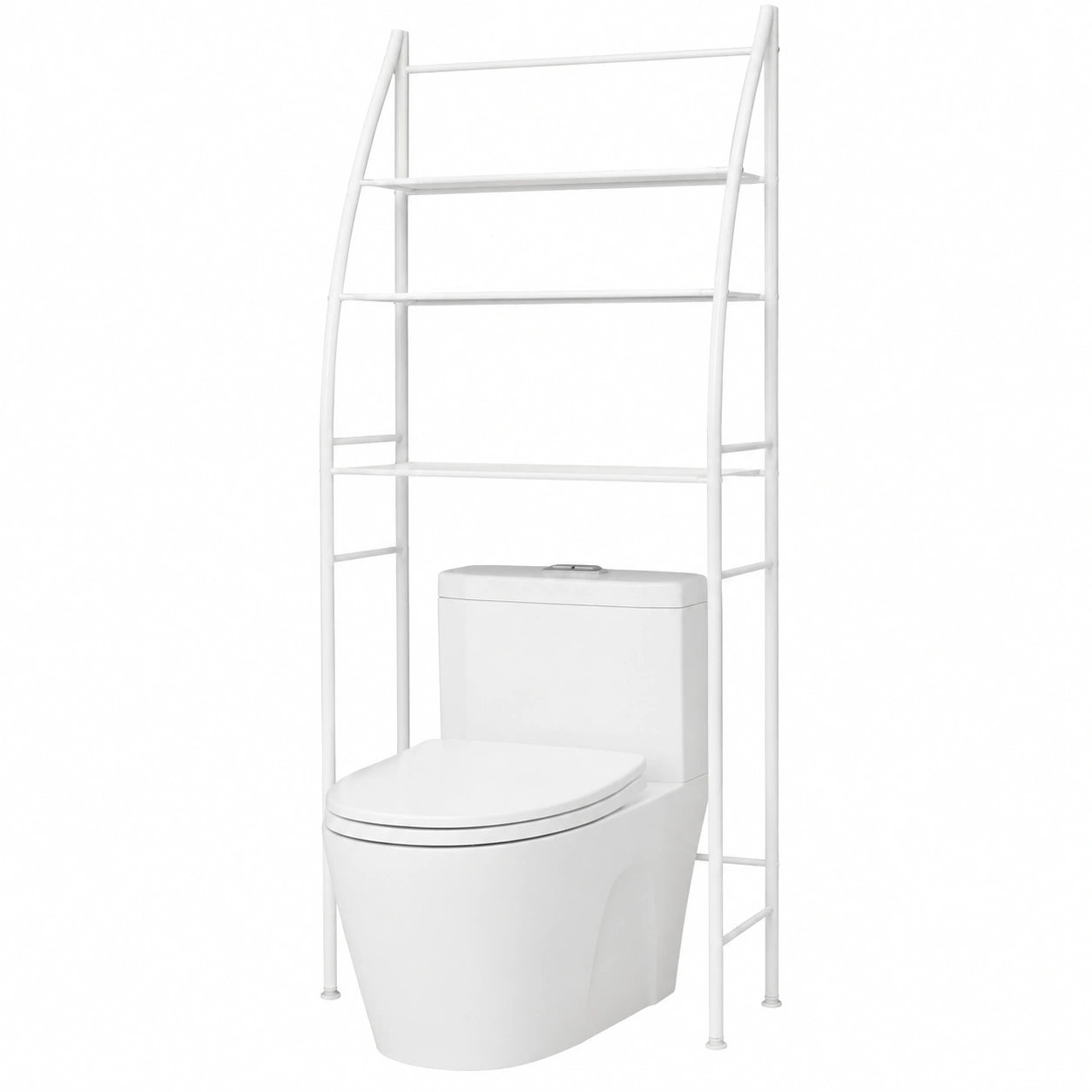 Estantería de Baño Blanca con 3 Niveles | Ahorro de Espacio sobre Inodoro | Resistente al Agua y con Patas Ajustables