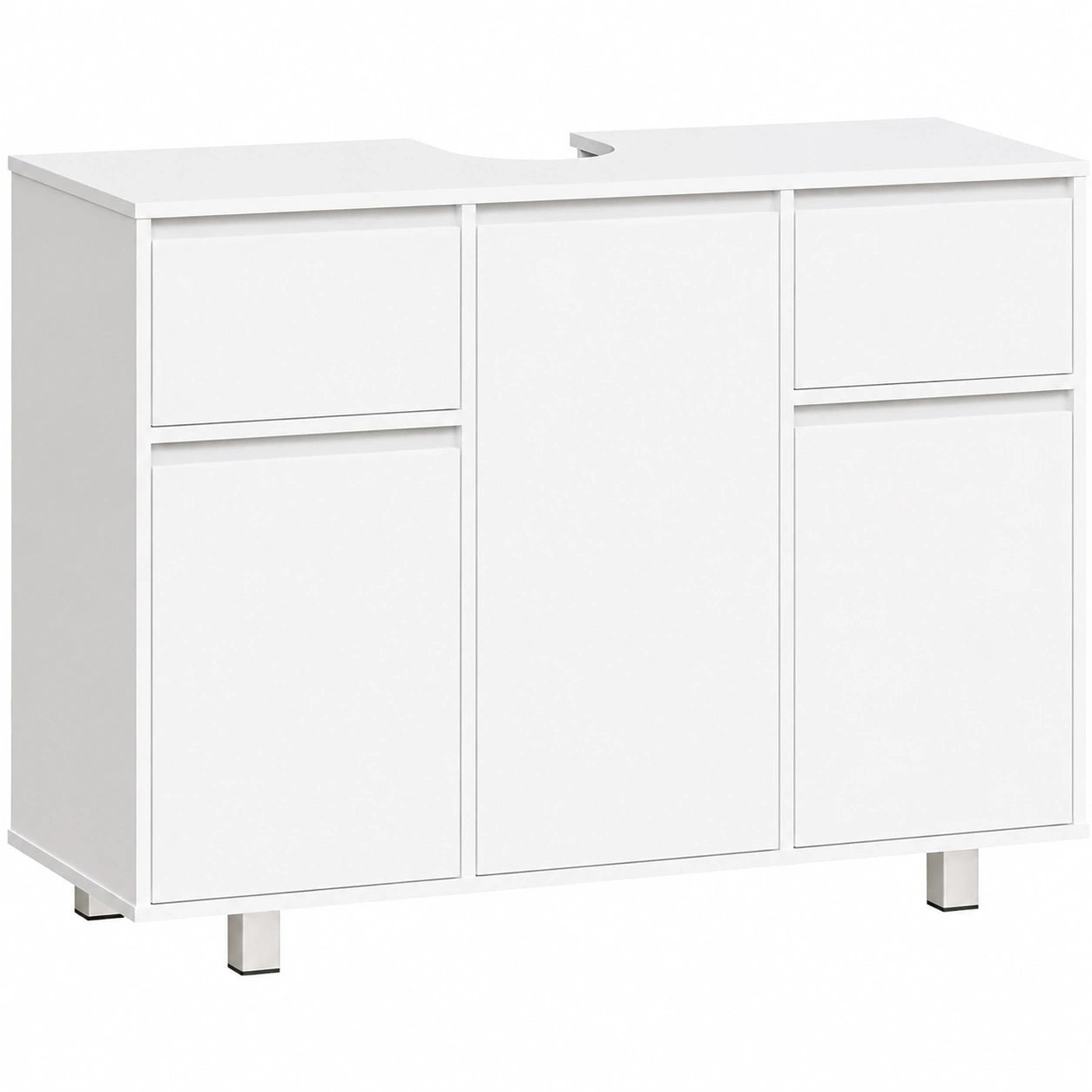Mueble para Baño BEWISHOME 90 cm, Armario con 2 Cajones y 3 Puertas, Gran Almacenamiento, Blanco
