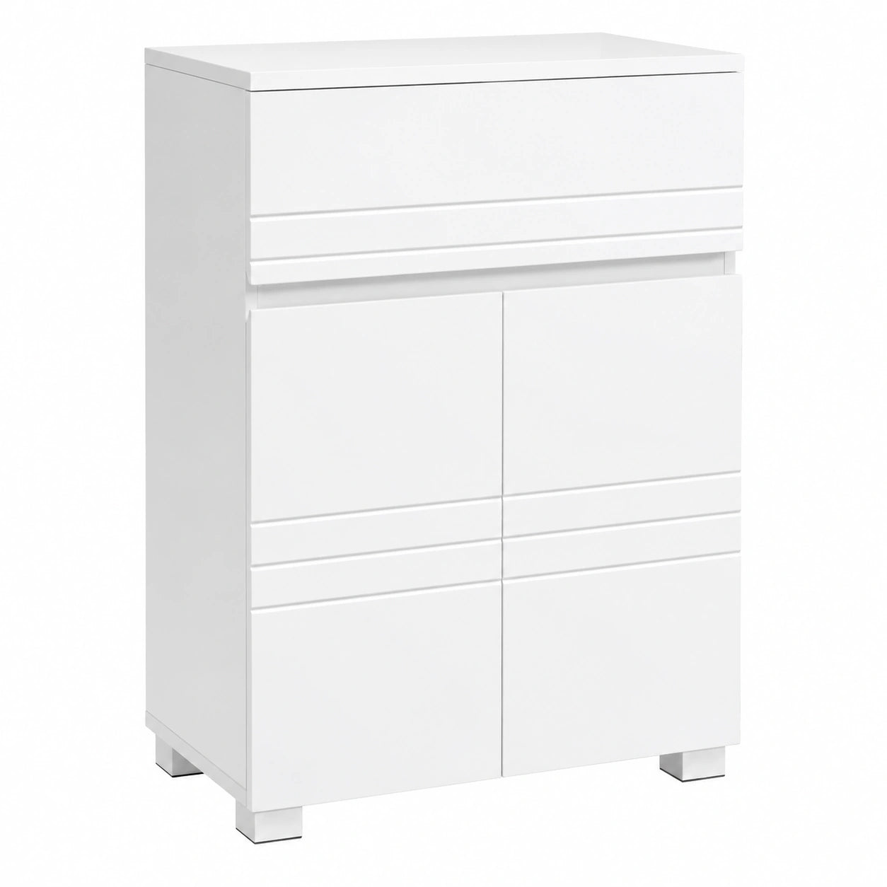 Armario de Baño Blanco con Puertas Dobles y Estante Ajustable, 60x30x80 cm
