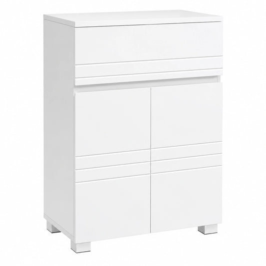 Armario de Baño Blanco con Puertas Dobles y Estante Ajustable, 60x30x80 cm