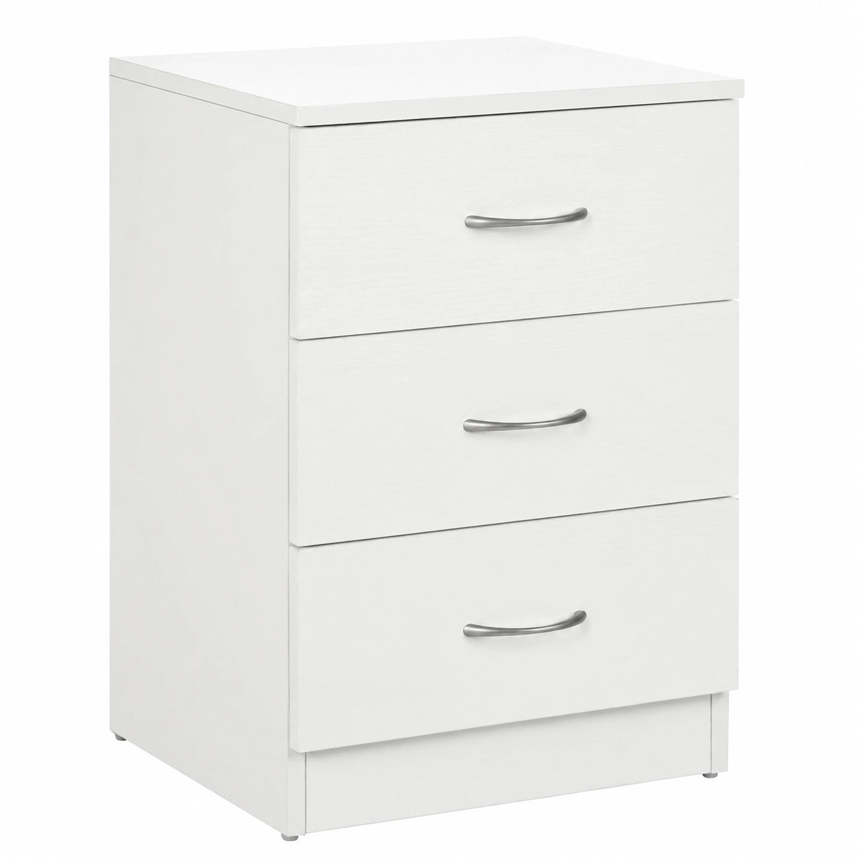 Mesita de Noche Moderna HOMCOM con 3 Cajones para Dormitorio y Salón, Soporta 50 kg, Blanco, 40x35x58 cm