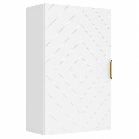 Armario de Pared Blanco para Baño con Estantes Ajustables y Tirador de Acero, 40x15x60 cm