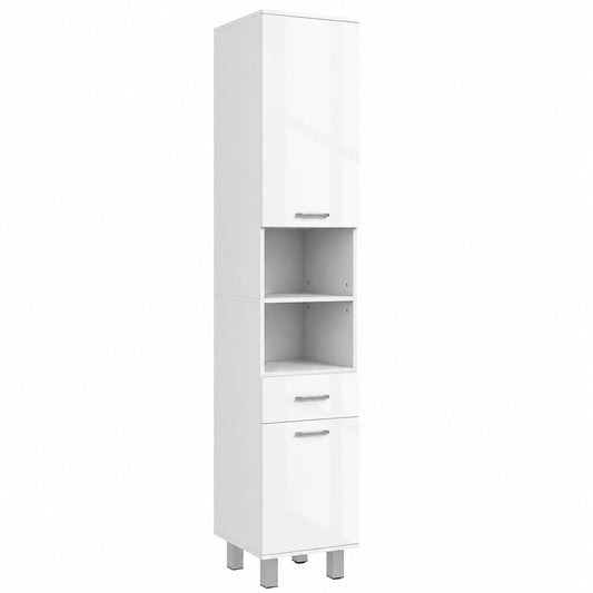 Mueble Alto de Baño kleankin con Estantes Ajustables y Armarios, 30x30x180 cm, Blanco