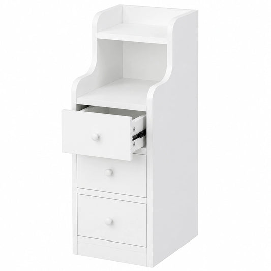 Mesita de Noche Moderna con Cajones y Compartimentos, 35x23x70cm, Ideal para Dormitorio y Salón