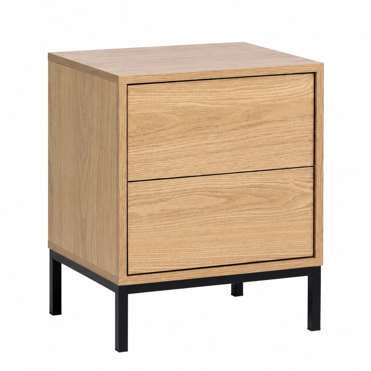 Conjunto de 2 Mesitas de Noche de Madera con 2 Cajones Color Natural