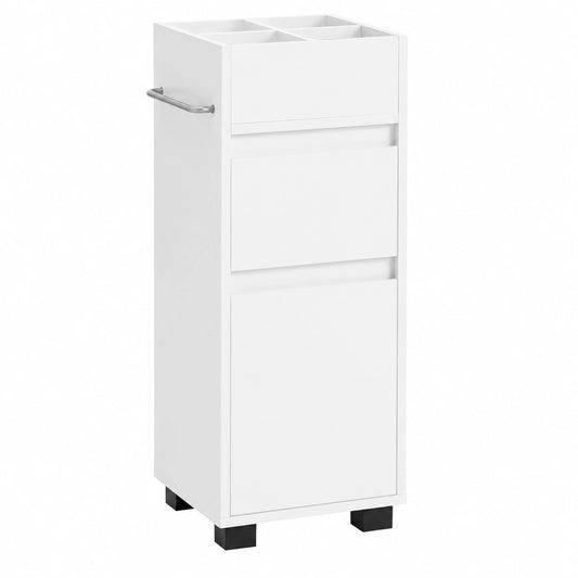 Armario de Baño Compacto Blanco con Cajones y Toallero, Ideal para Espacios Reducidos