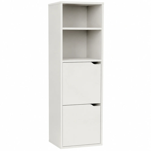 Columna de baño moderna Aura Blanca con almacenamiento y estantes